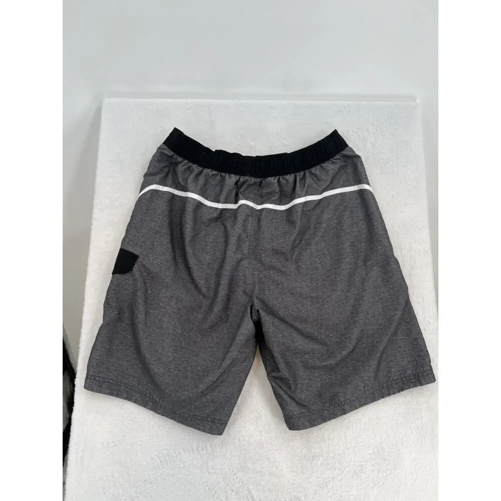Speedo Board Shorts Men's Large Gray Pull On Drawstring Swim Trunks